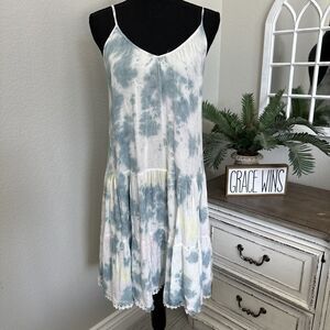BOHO ME Nordstrom Tie Dye Mini Dress Size Small Open Back Strap Hippie Style